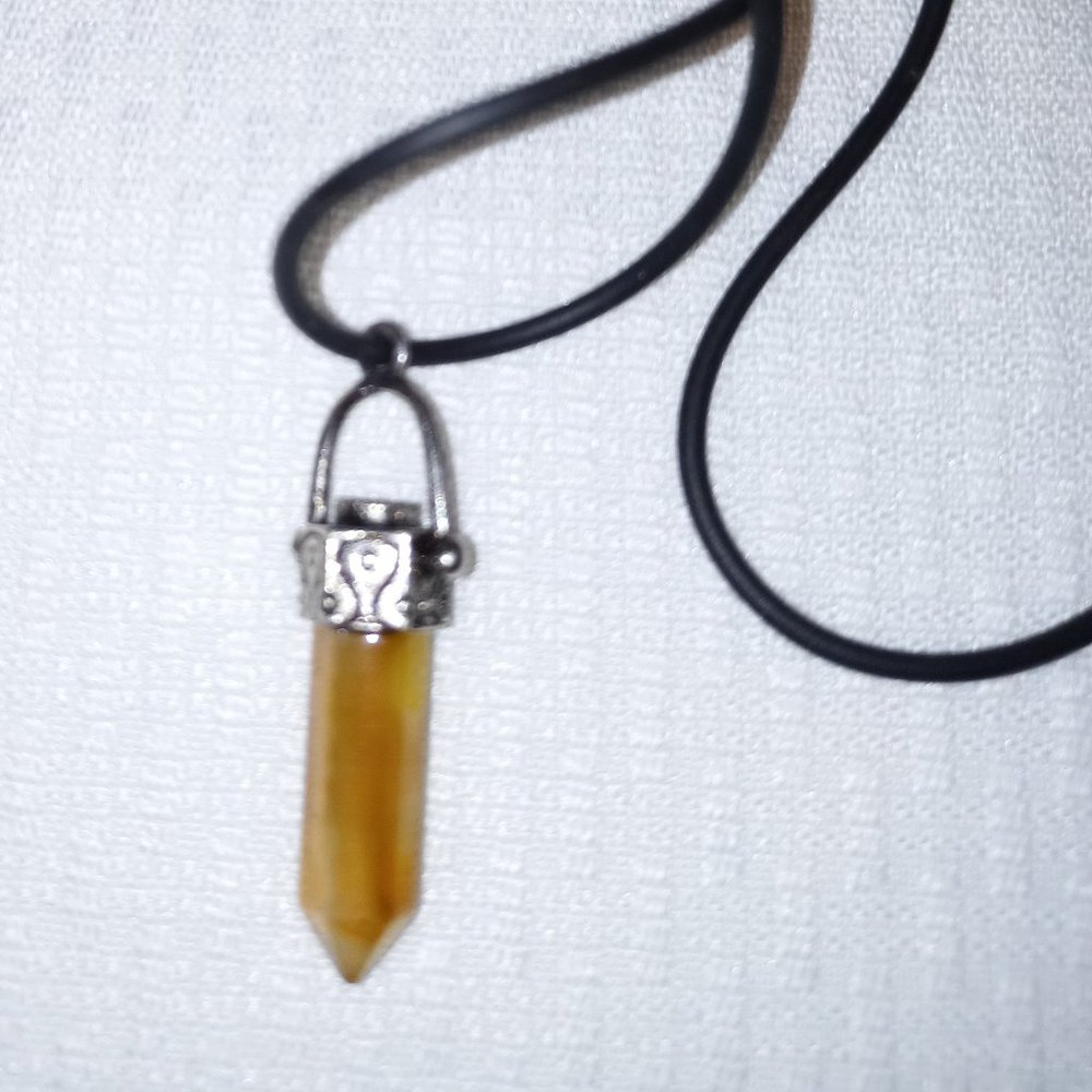 Light Yellow Crystal Point Pendant Necklace